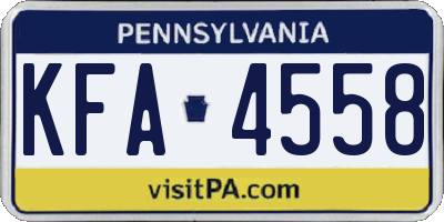 PA license plate KFA4558