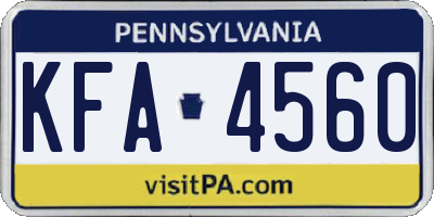 PA license plate KFA4560