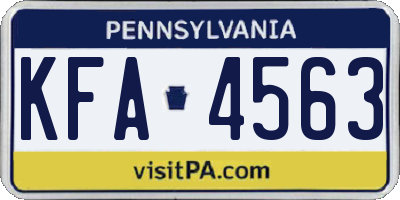 PA license plate KFA4563