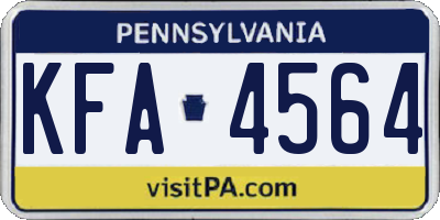 PA license plate KFA4564