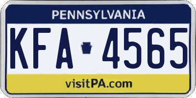 PA license plate KFA4565