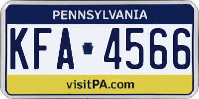 PA license plate KFA4566