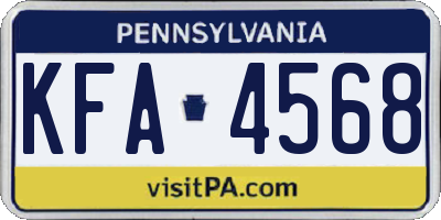 PA license plate KFA4568