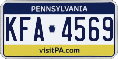 PA license plate KFA4569