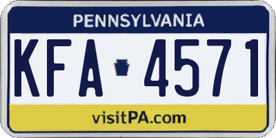PA license plate KFA4571