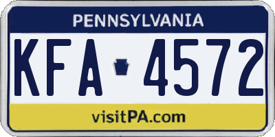 PA license plate KFA4572