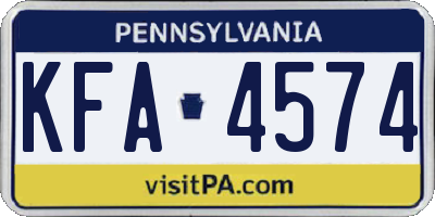PA license plate KFA4574