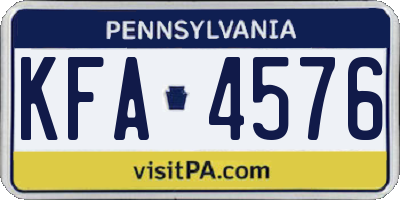 PA license plate KFA4576