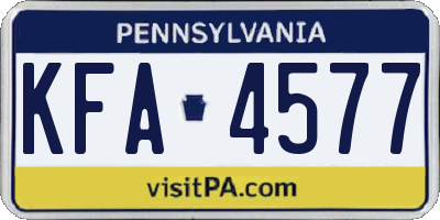 PA license plate KFA4577
