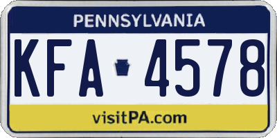 PA license plate KFA4578