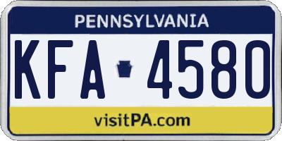 PA license plate KFA4580