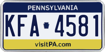 PA license plate KFA4581