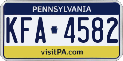 PA license plate KFA4582