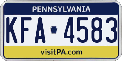 PA license plate KFA4583