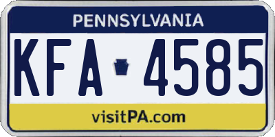 PA license plate KFA4585