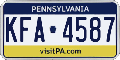PA license plate KFA4587