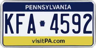 PA license plate KFA4592