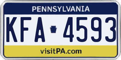 PA license plate KFA4593