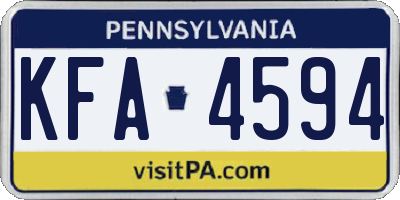 PA license plate KFA4594