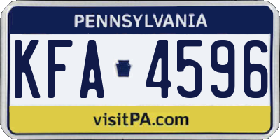 PA license plate KFA4596