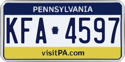 PA license plate KFA4597