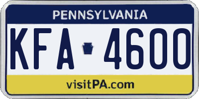 PA license plate KFA4600