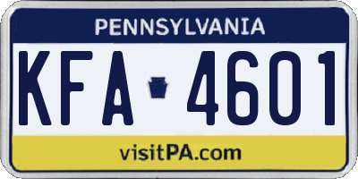 PA license plate KFA4601