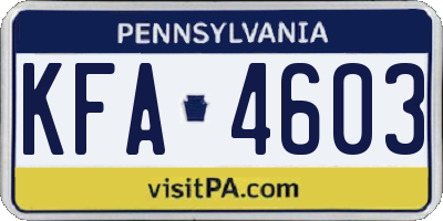 PA license plate KFA4603