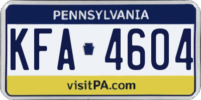 PA license plate KFA4604