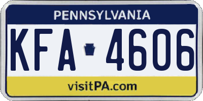 PA license plate KFA4606