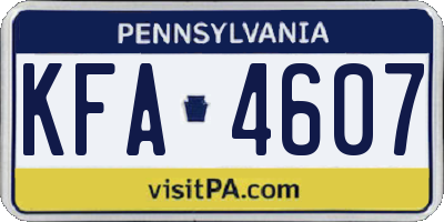 PA license plate KFA4607