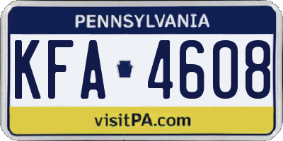 PA license plate KFA4608