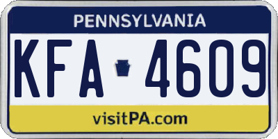 PA license plate KFA4609