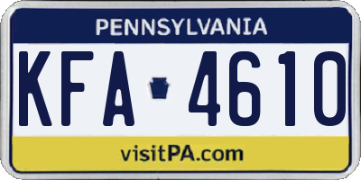PA license plate KFA4610