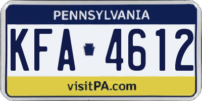 PA license plate KFA4612