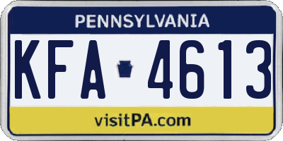 PA license plate KFA4613