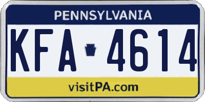 PA license plate KFA4614