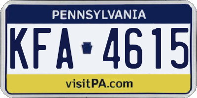 PA license plate KFA4615