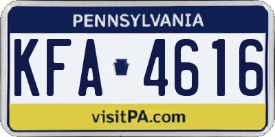 PA license plate KFA4616