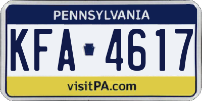 PA license plate KFA4617