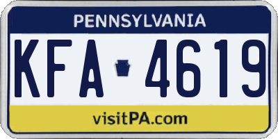 PA license plate KFA4619