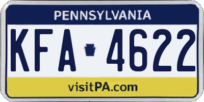 PA license plate KFA4622