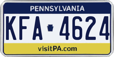PA license plate KFA4624