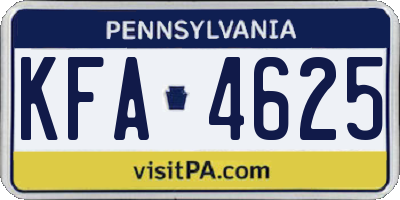 PA license plate KFA4625