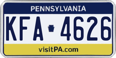 PA license plate KFA4626