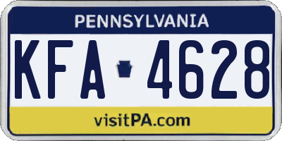 PA license plate KFA4628