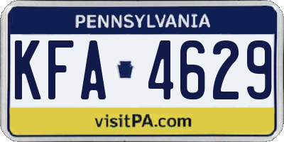 PA license plate KFA4629