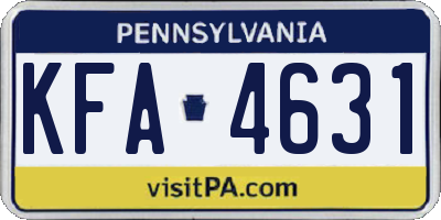 PA license plate KFA4631