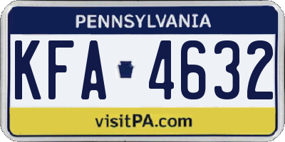 PA license plate KFA4632