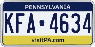 PA license plate KFA4634